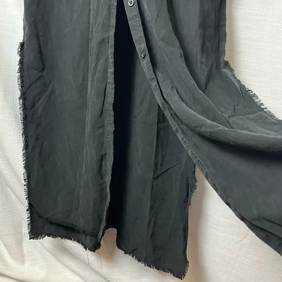 Chelsea & Violet Black Long Sleeve Dress High Slit - Whimsigoth Piratecore Boho - Picture 4 of 6